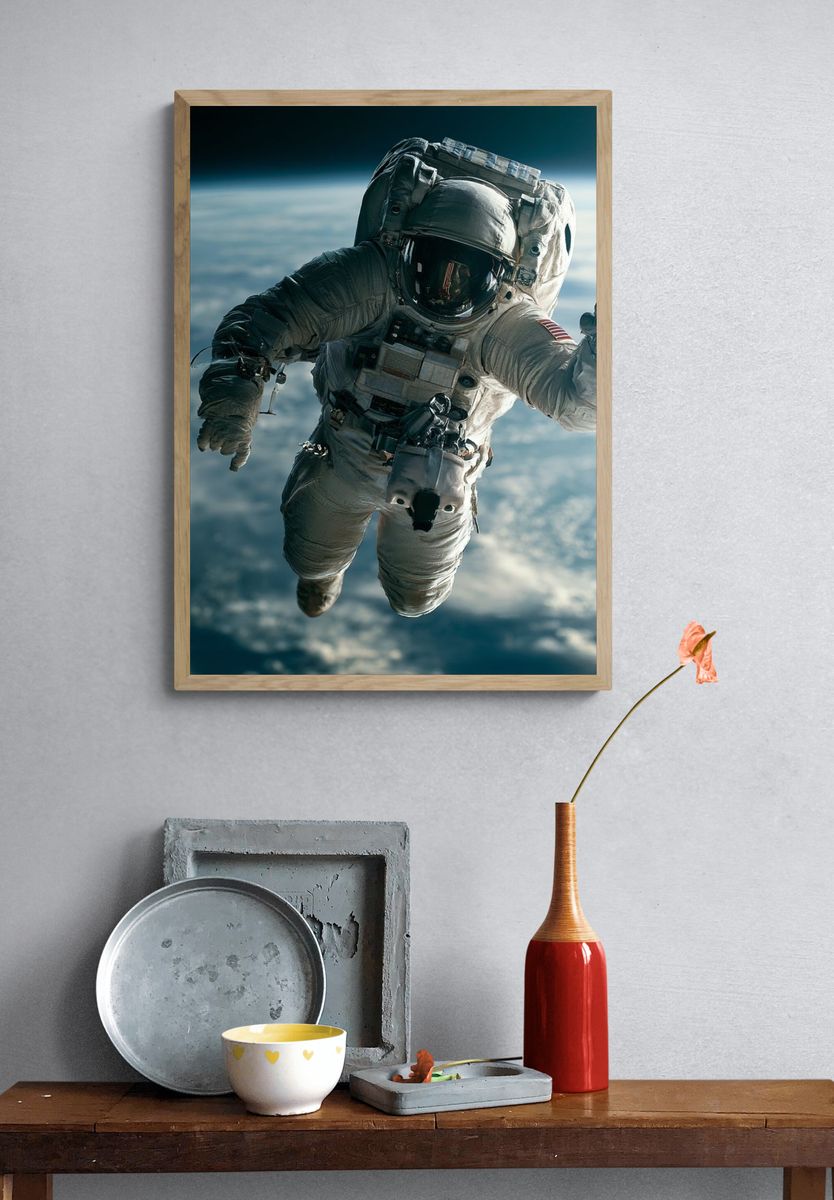 Astronaut Floating in Space Poster. — room view 3