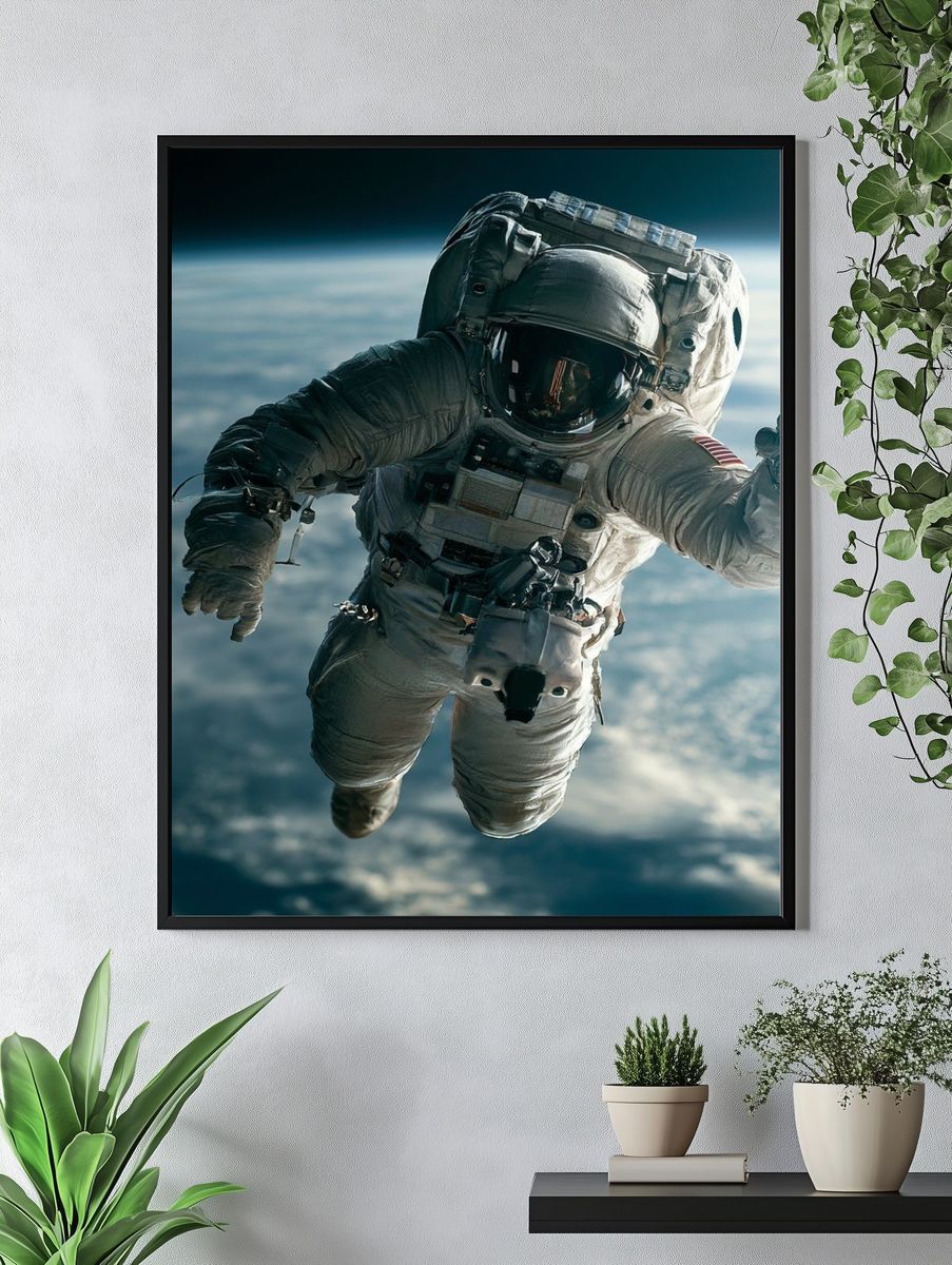 Astronaut Floating in Space Poster. — room view 4