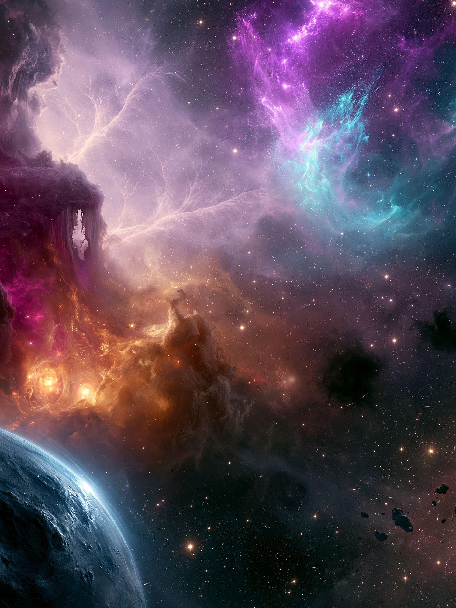 Cosmic Nebula and Planets Space Poster. poster — space art