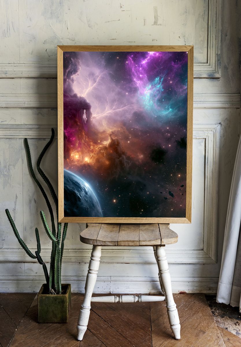 Cosmic Nebula and Planets Space Poster. — room view 1