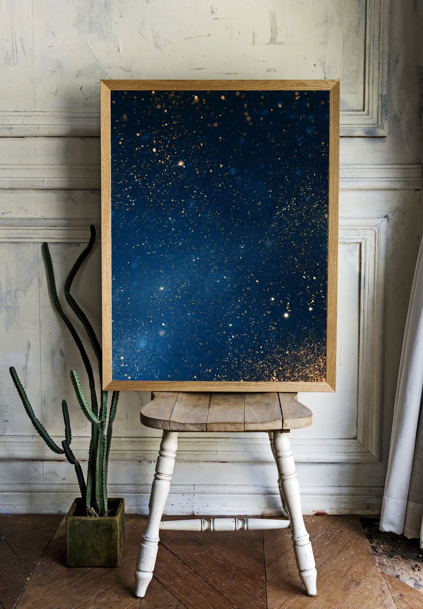 Midnight Gold Starfield Poster. room preview