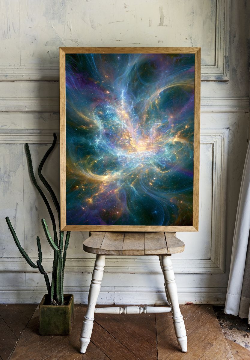 Celestial Nebula Burst Print. — room view 1