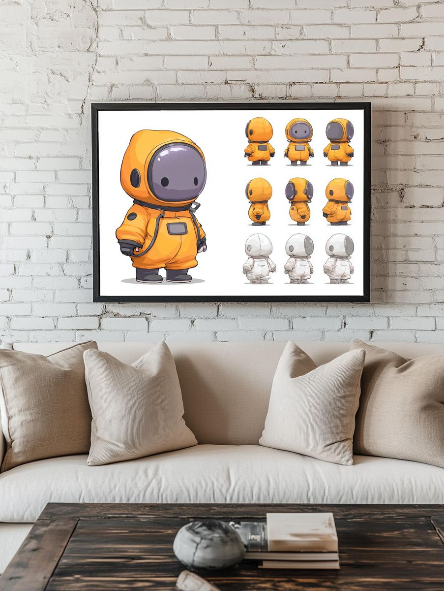 Cute Astronaut Character Illustration Poster. — room view 1
