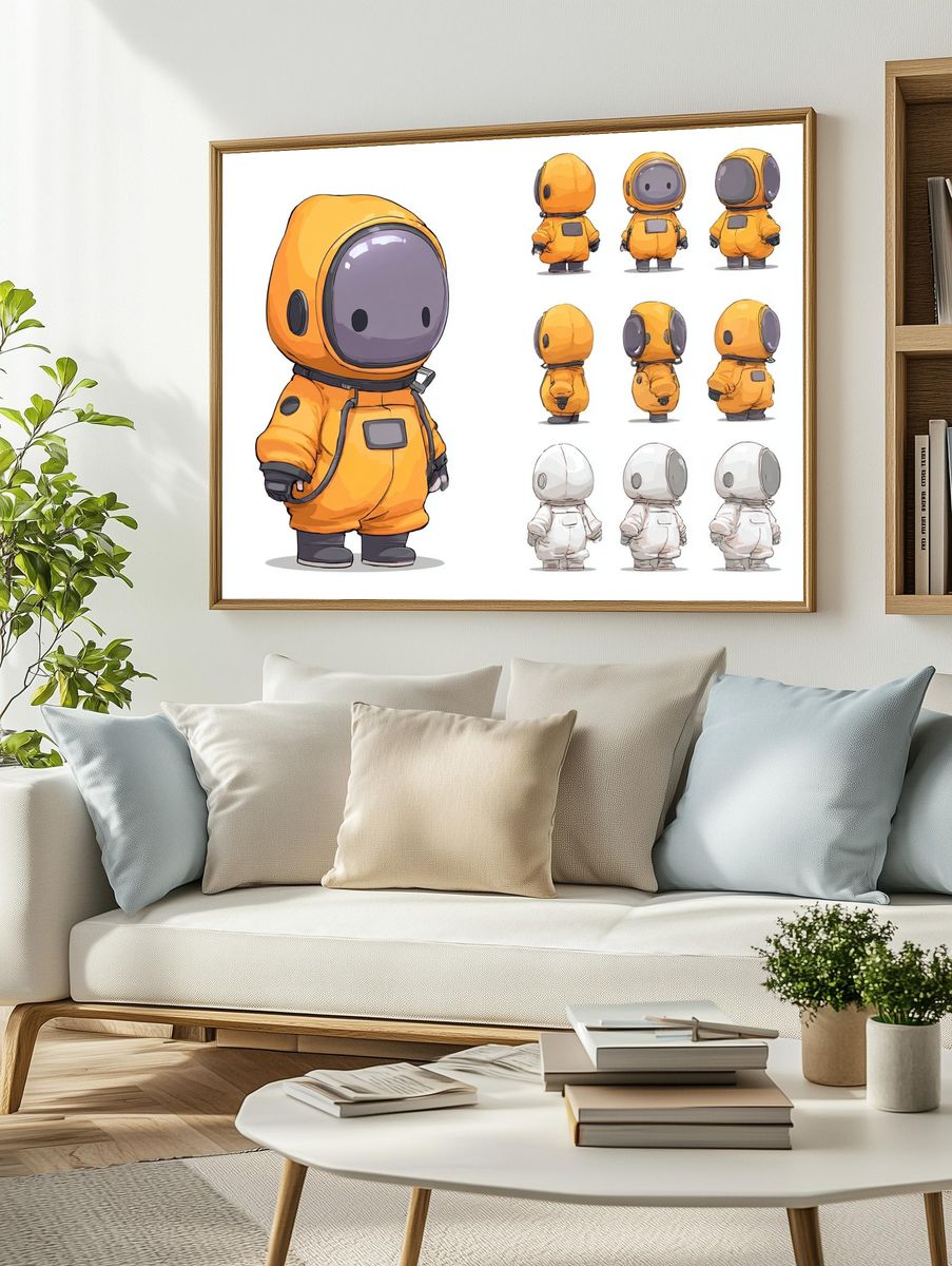 Cute Astronaut Character Illustration Poster. — room view 2