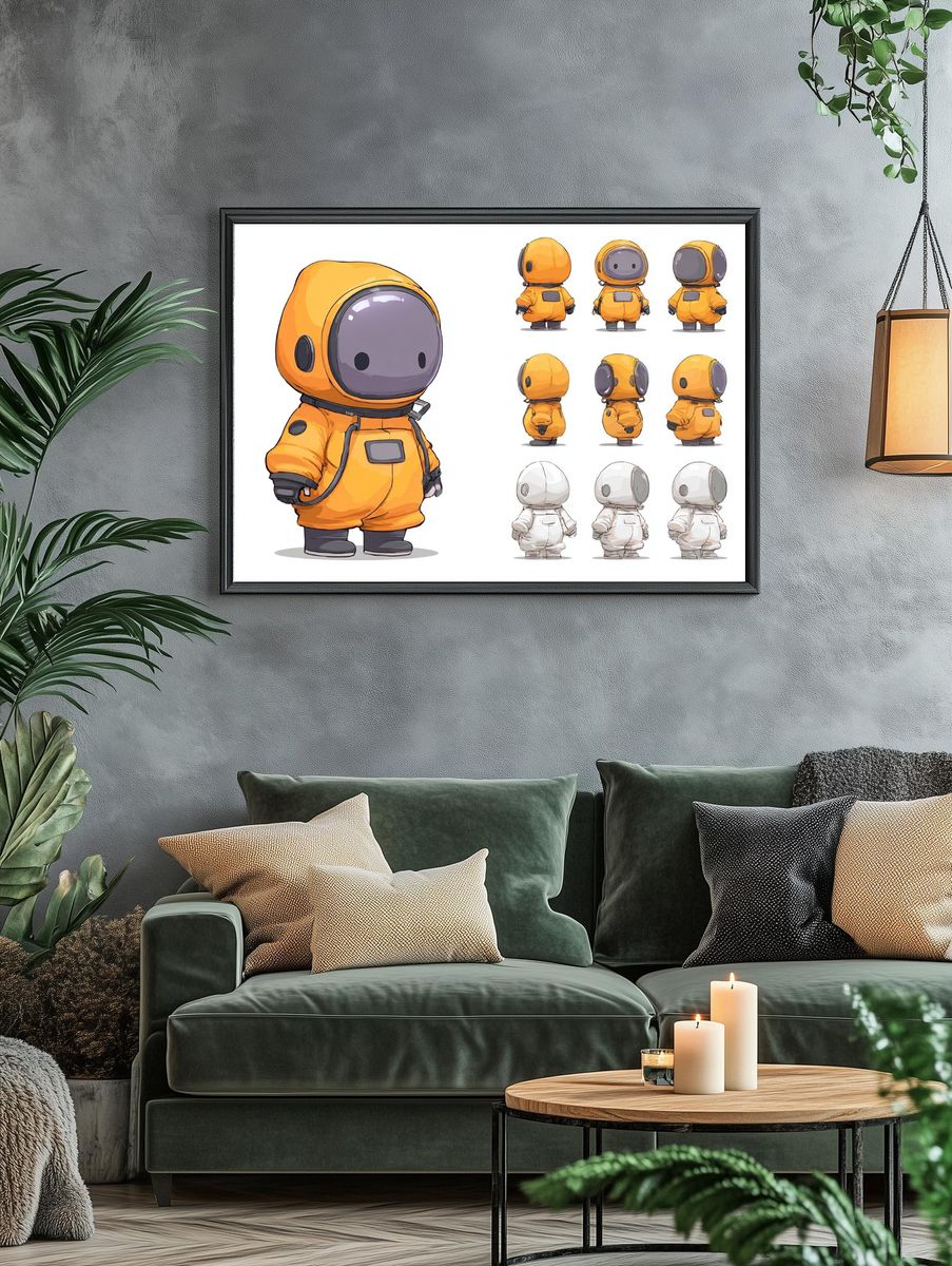 Cute Astronaut Character Illustration Poster. — room view 4