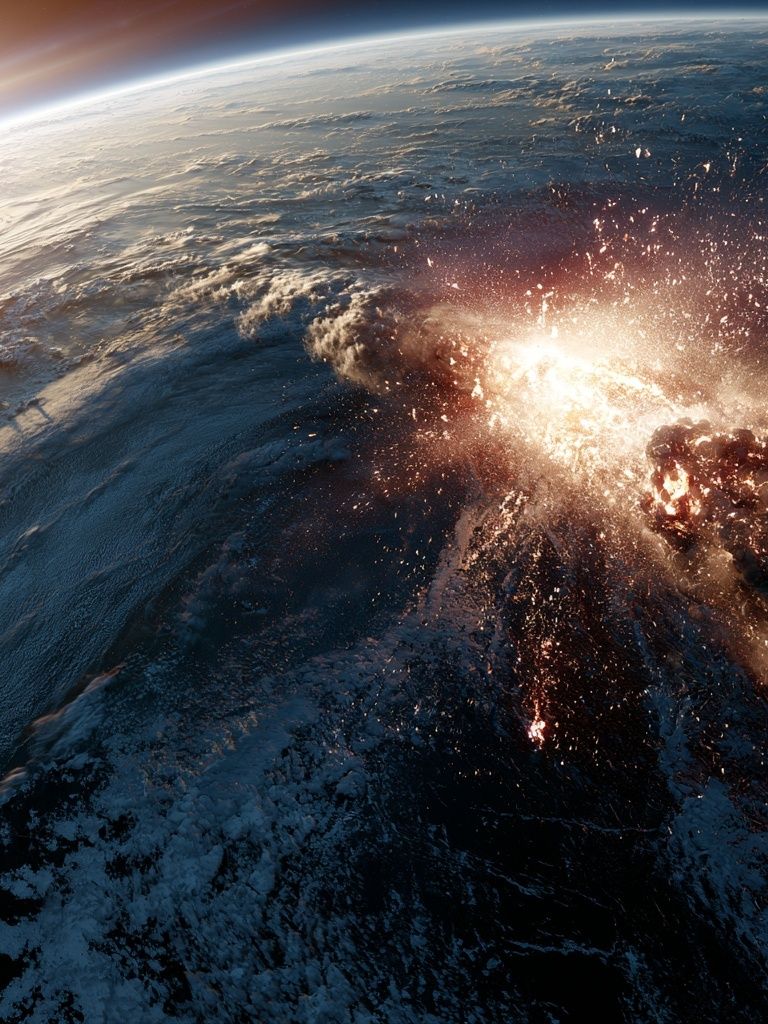 Earth Horizon Explosion Space Print. poster detail