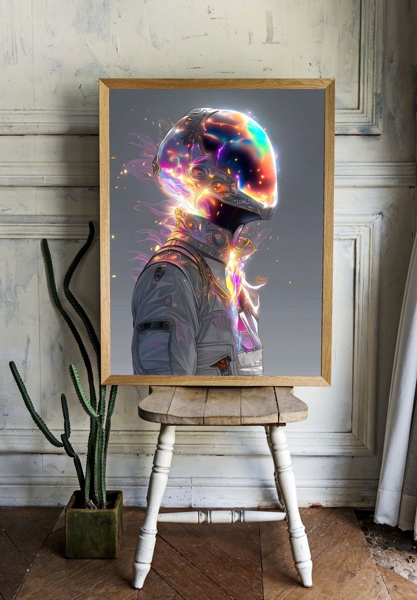 Cosmic Astronaut Illustration Poster. — room view 1