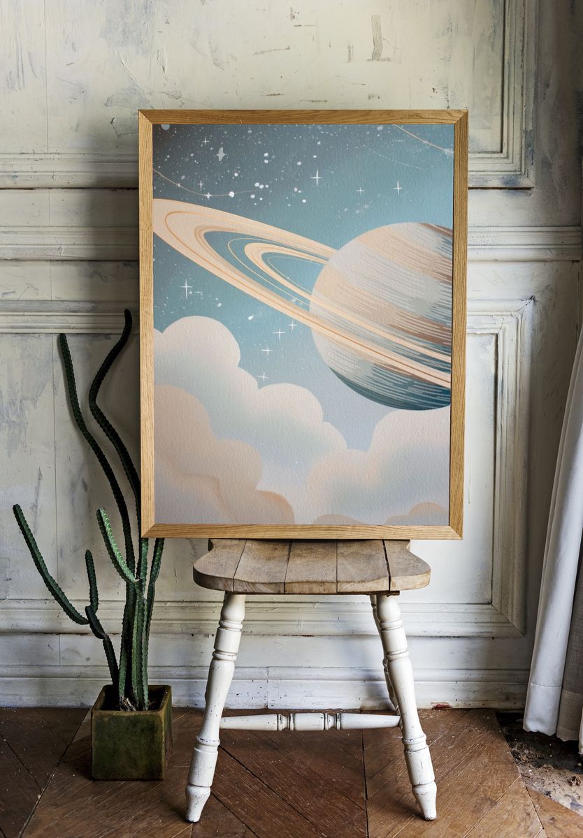 Saturn Dreamscape Illustration Poster. — room view 1