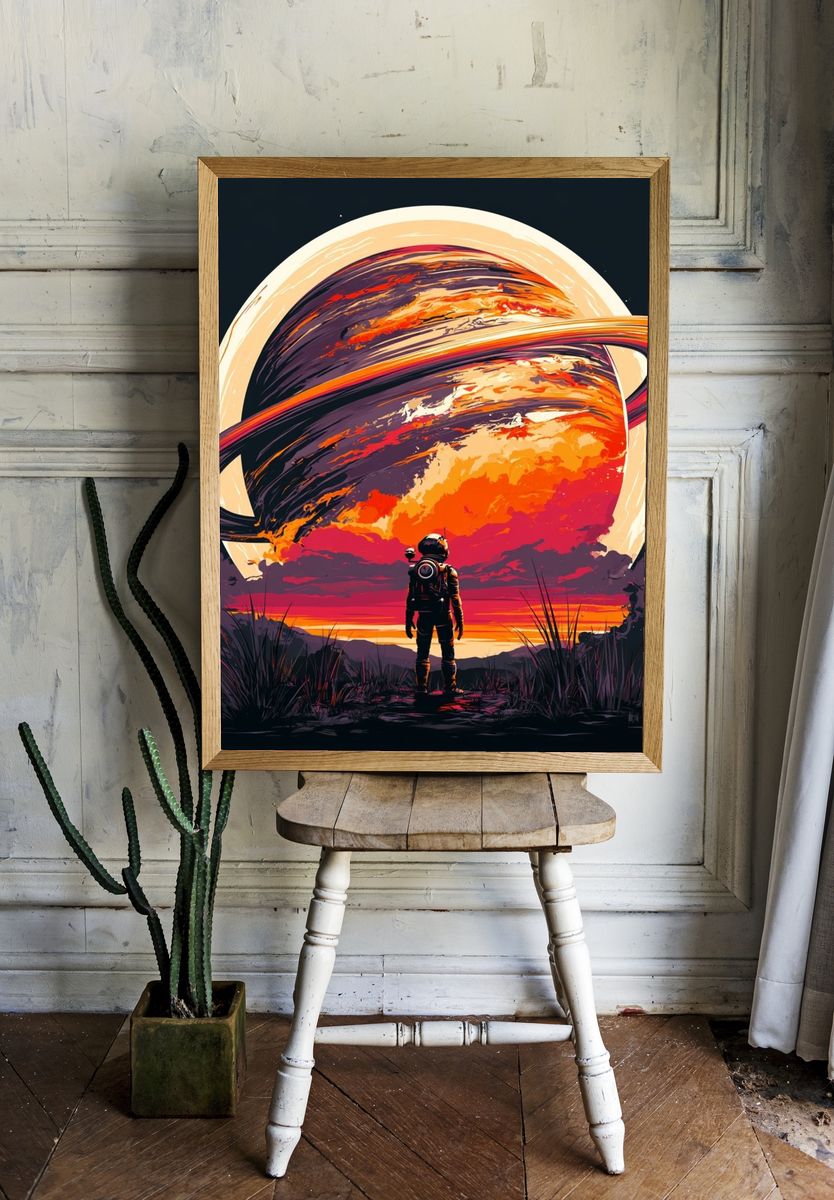 Saturn Explorer Digital Art Poster. — room view 1