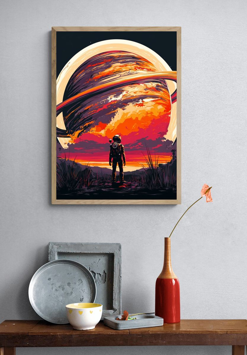 Saturn Explorer Digital Art Poster. — room view 3