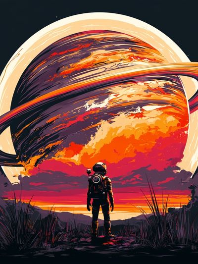 Saturn Explorer Digital Art Poster. poster