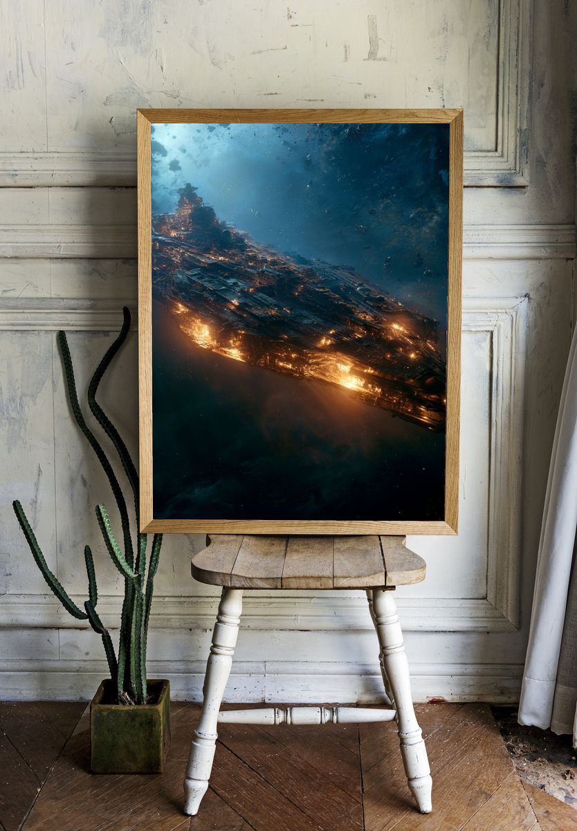 Derelict Starship Space Poster. room preview