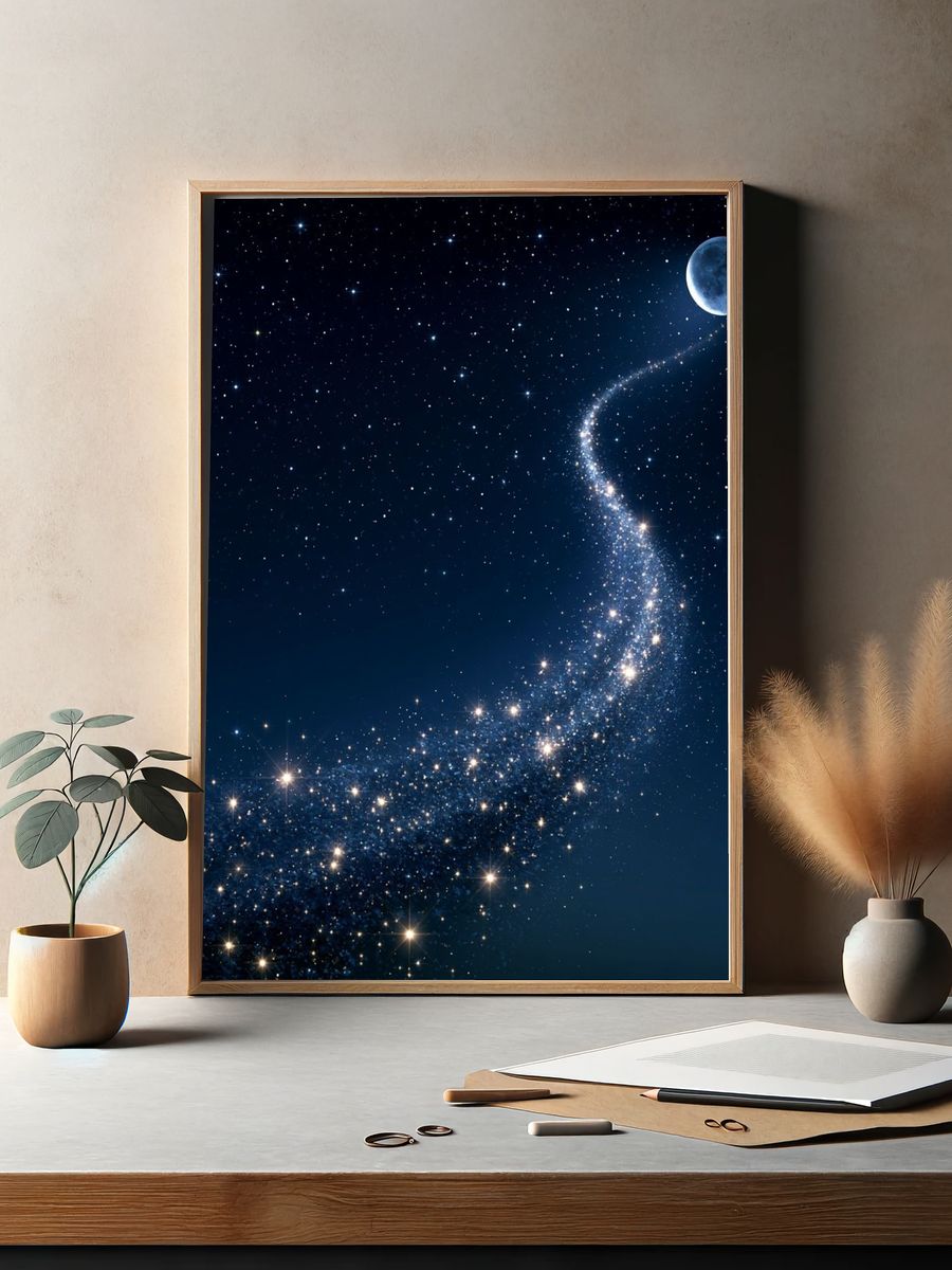 Moonlit Star Trail Space Poster. — room view 2