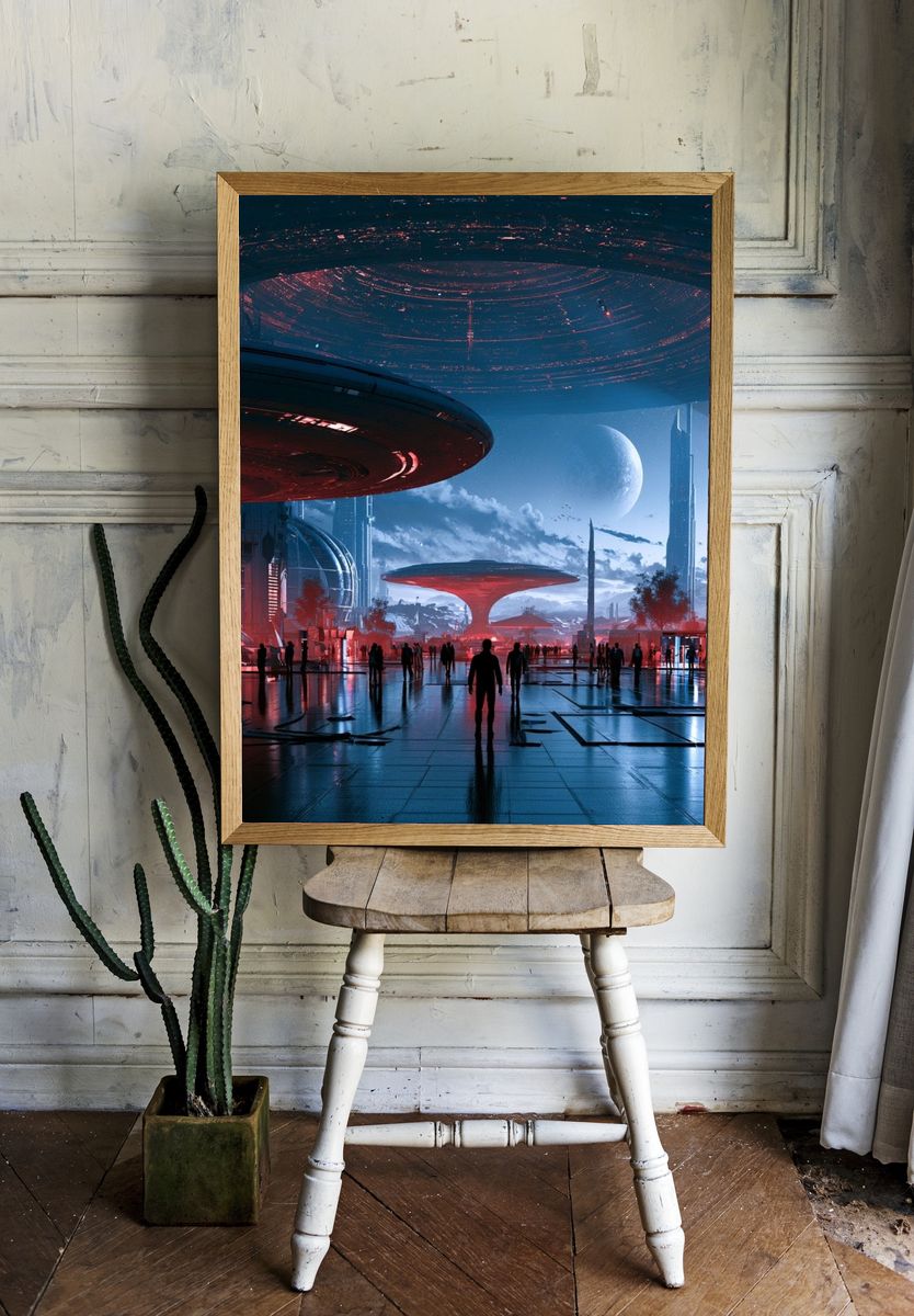 Futuristic Space City Poster. room preview