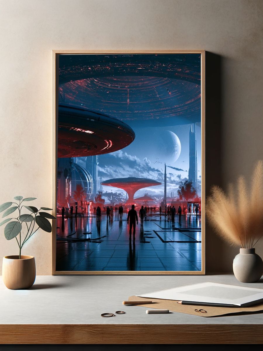Futuristic Space City Poster. — room view 2