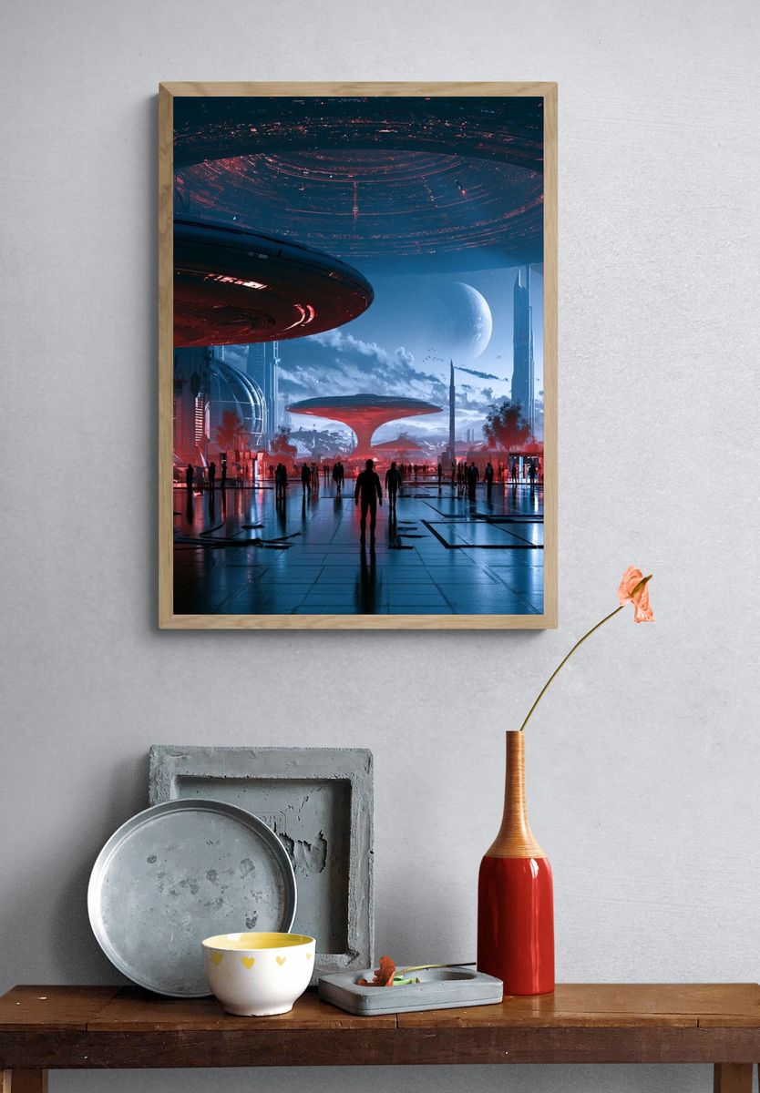 Futuristic Space City Poster. — room view 3