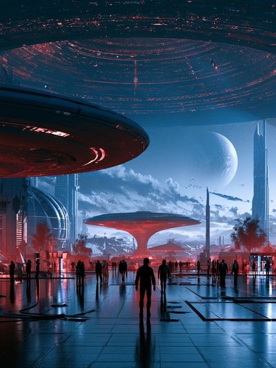 Futuristic Space City Poster.