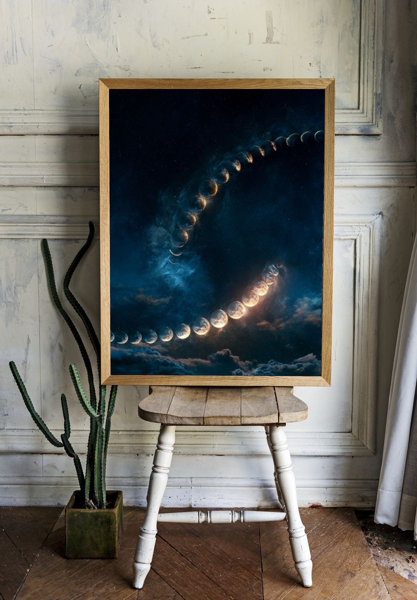 Celestial Moon Phase Poster. — room view 1