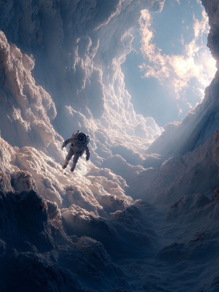 Astronaut in Cloudscape — Space Print. poster — space art