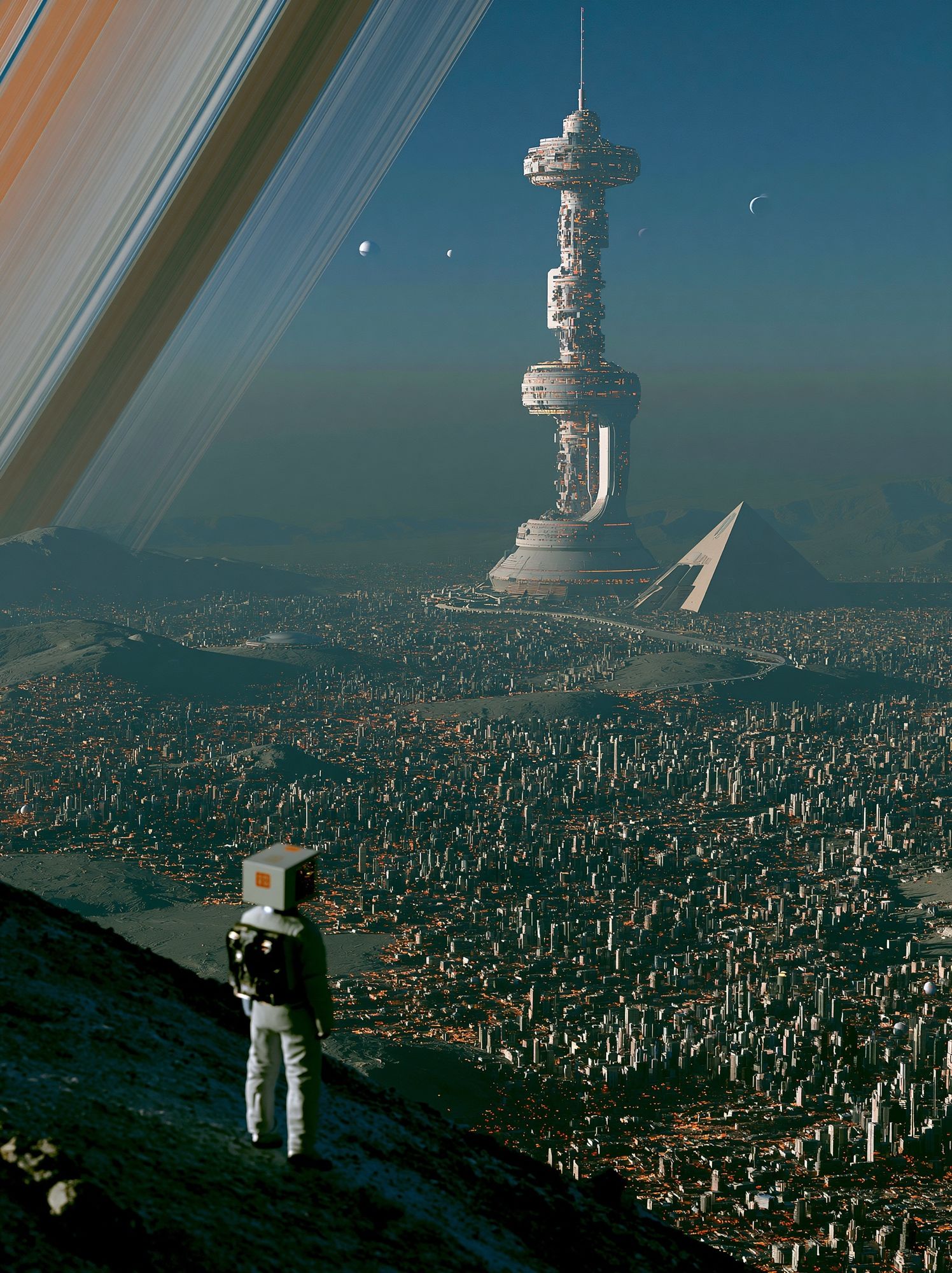 Futuristic Space City Poster. poster — space art