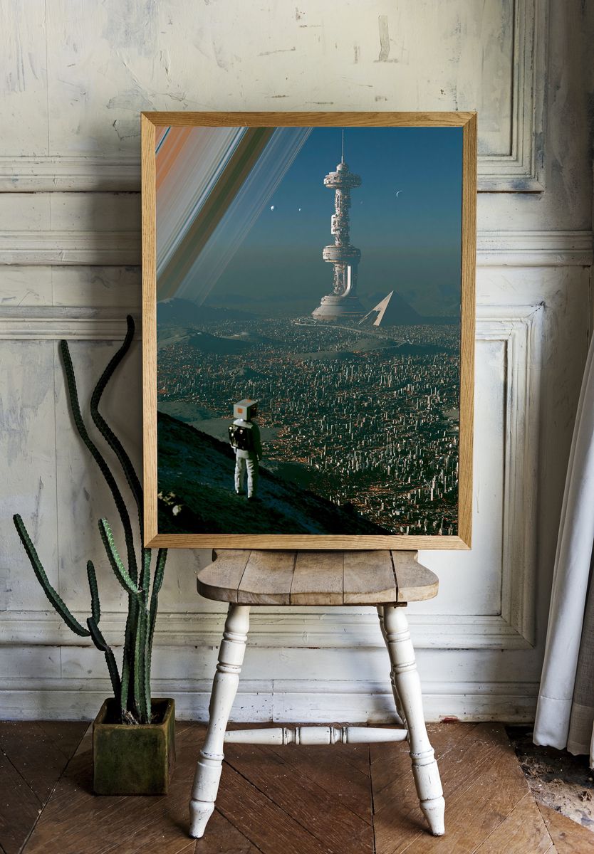 Futuristic Space City Poster. — room view 1