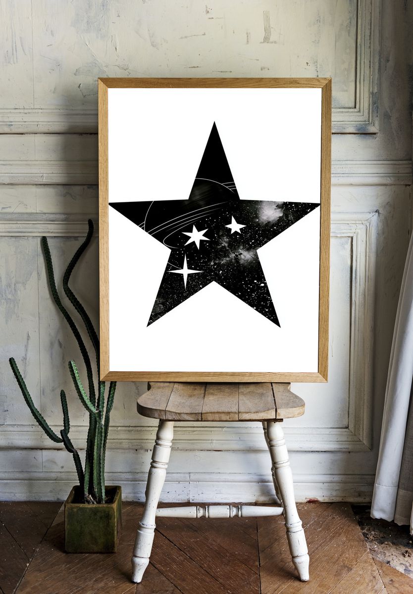 Cosmic Star Minimalist Print. room preview
