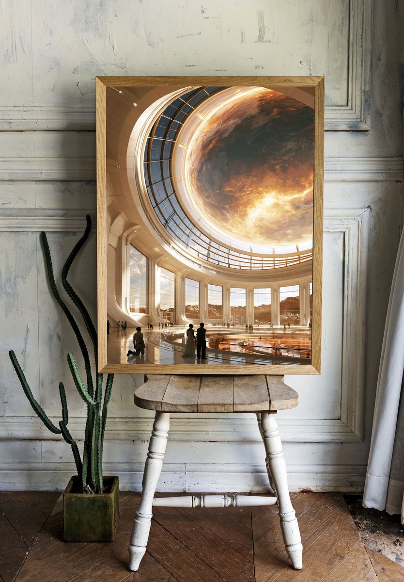 Futuristic Orbital Atrium Space Print. — room view 1