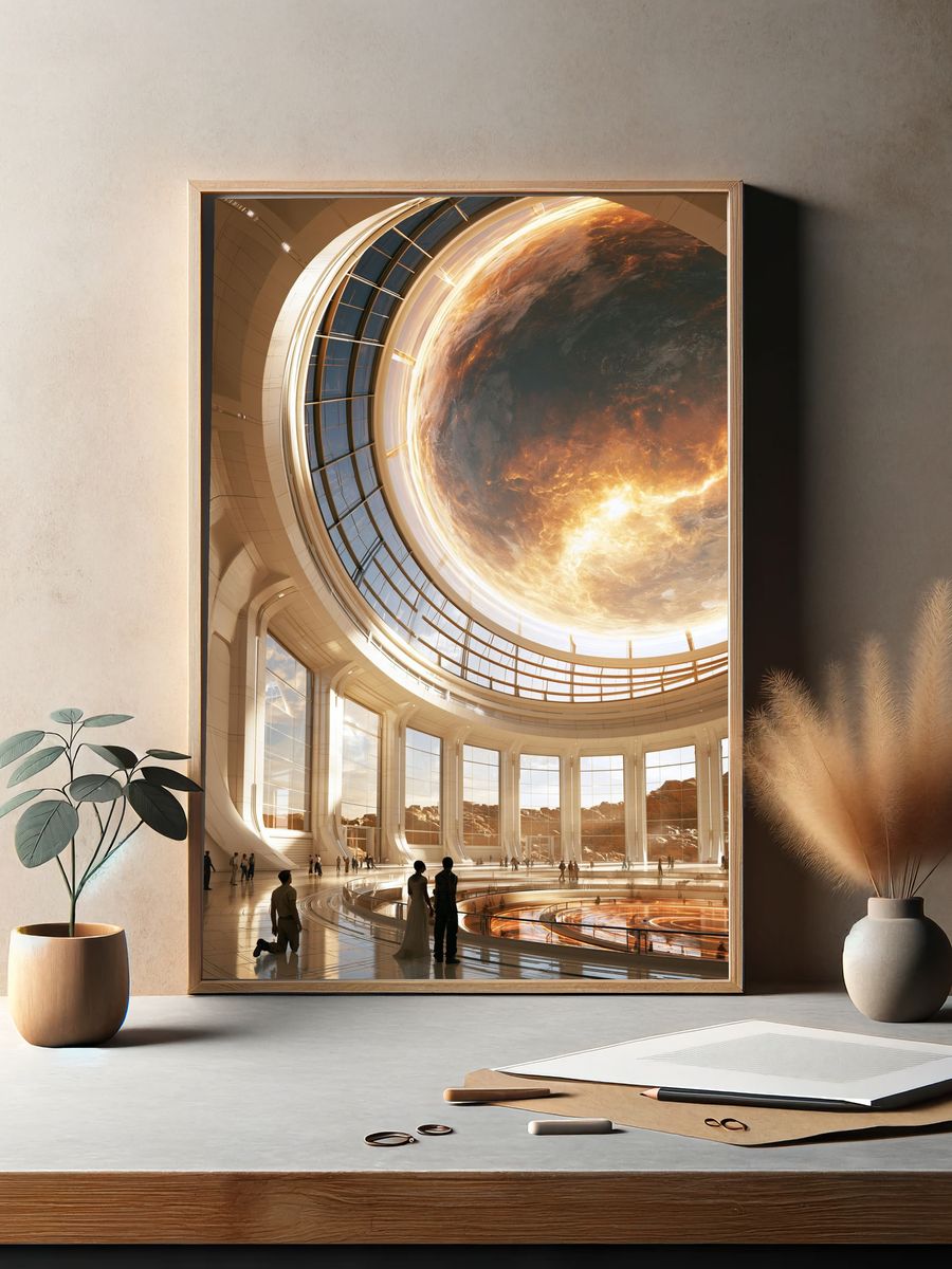 Futuristic Orbital Atrium Space Print. — room view 2