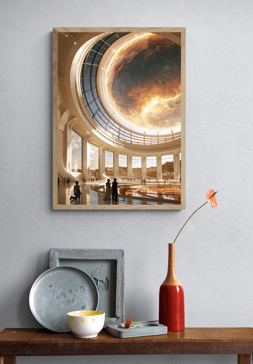 Futuristic Orbital Atrium Space Print. — room view 3