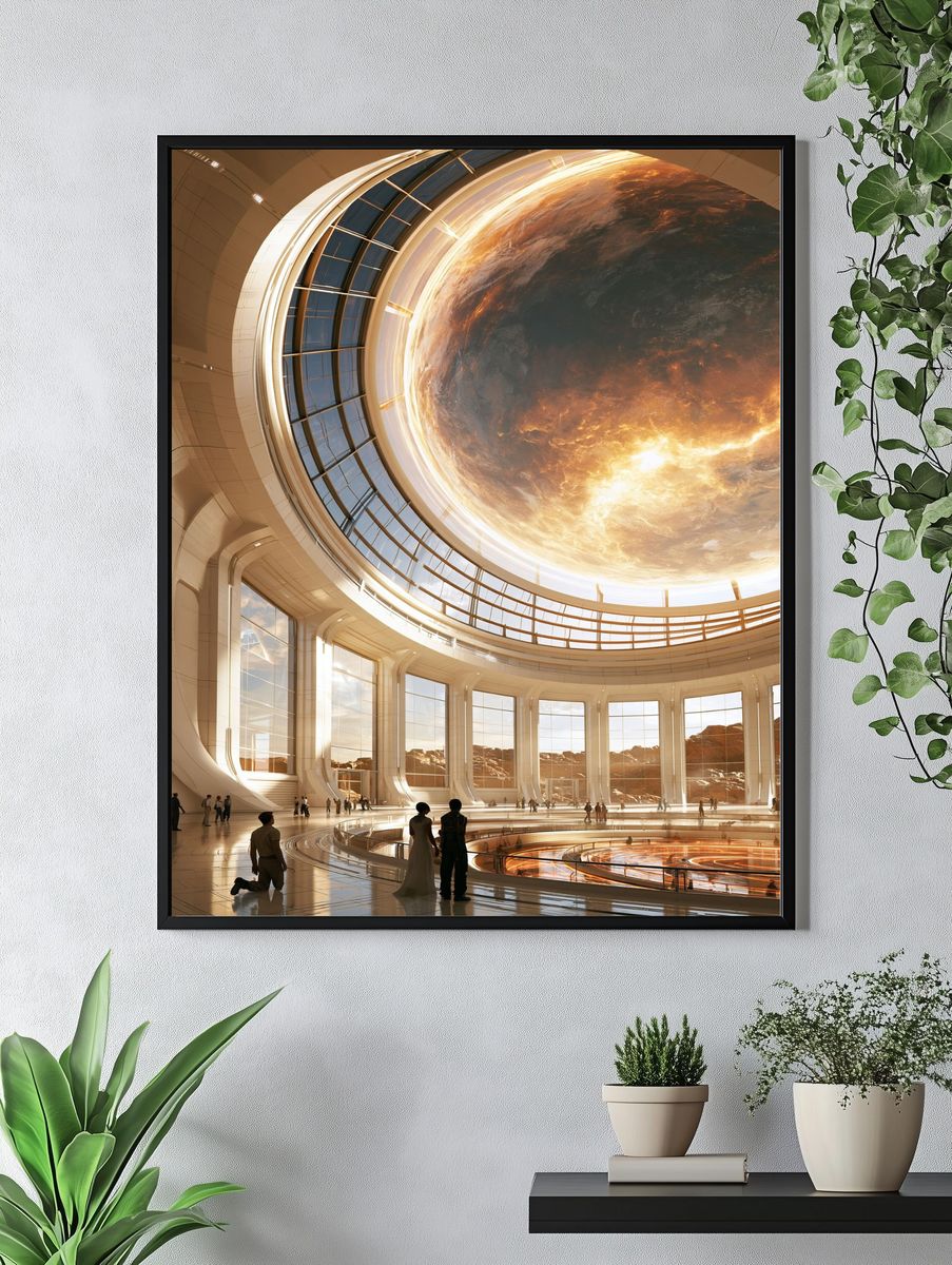 Futuristic Orbital Atrium Space Print. — room view 4