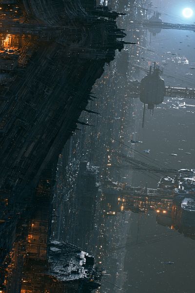 Futuristic Space Cityscape Print. poster