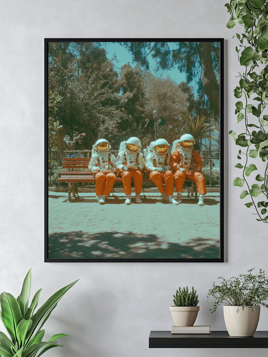 Astronauts in Park — Retro Print. — room view 4