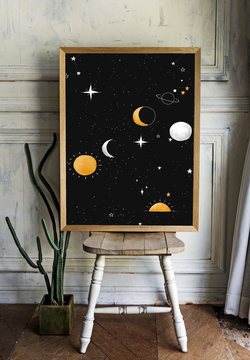 Celestial Night Sky — Space Print. — room view 1