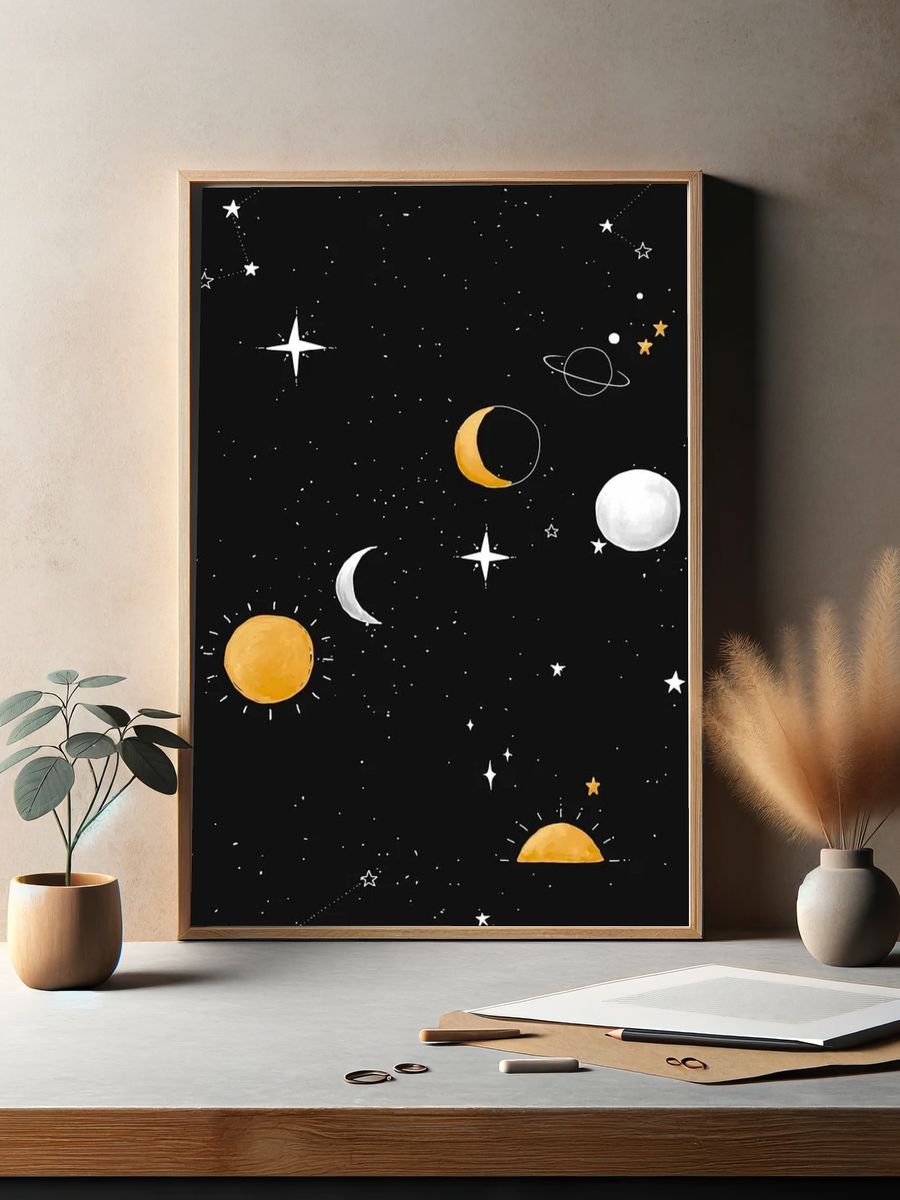 Celestial Night Sky — Space Print. — room view 2
