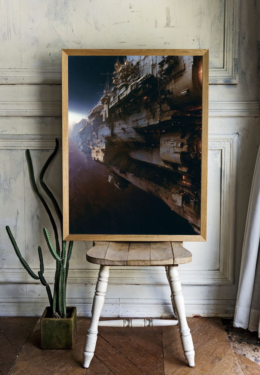 Sci-Fi Spacecraft Landscape Poster. — room view 1