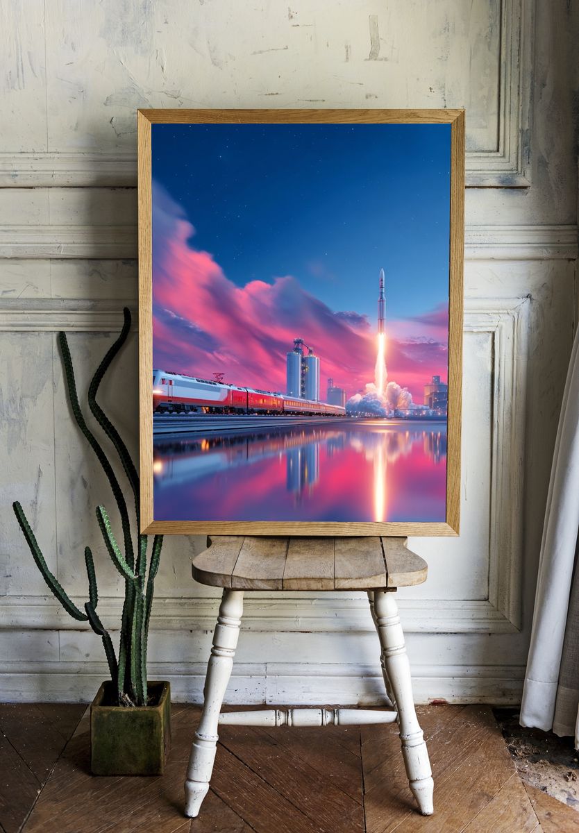 Rocket Launch at Dusk Poster. — room view 1