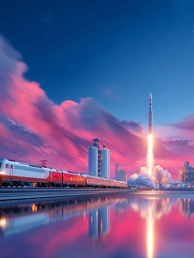 Rocket Launch at Dusk Poster