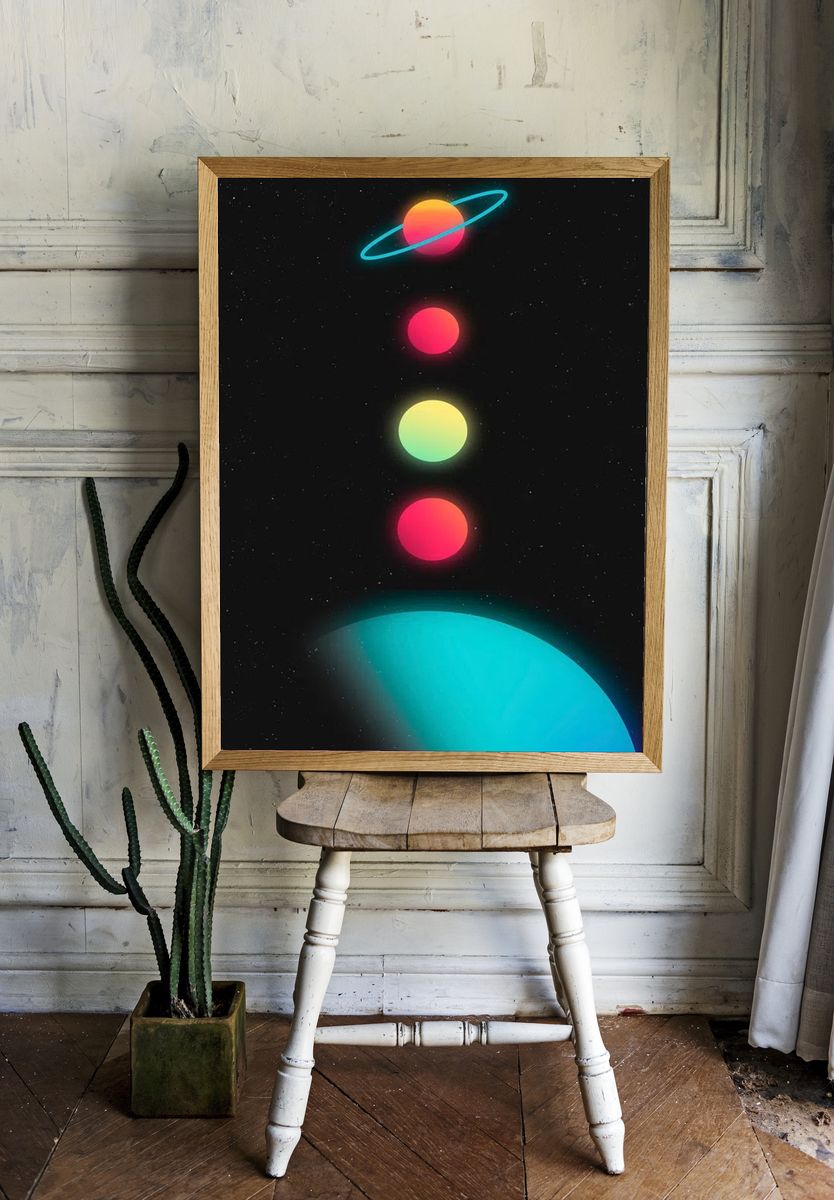 Colorful Planets — Space Print. — room view 1