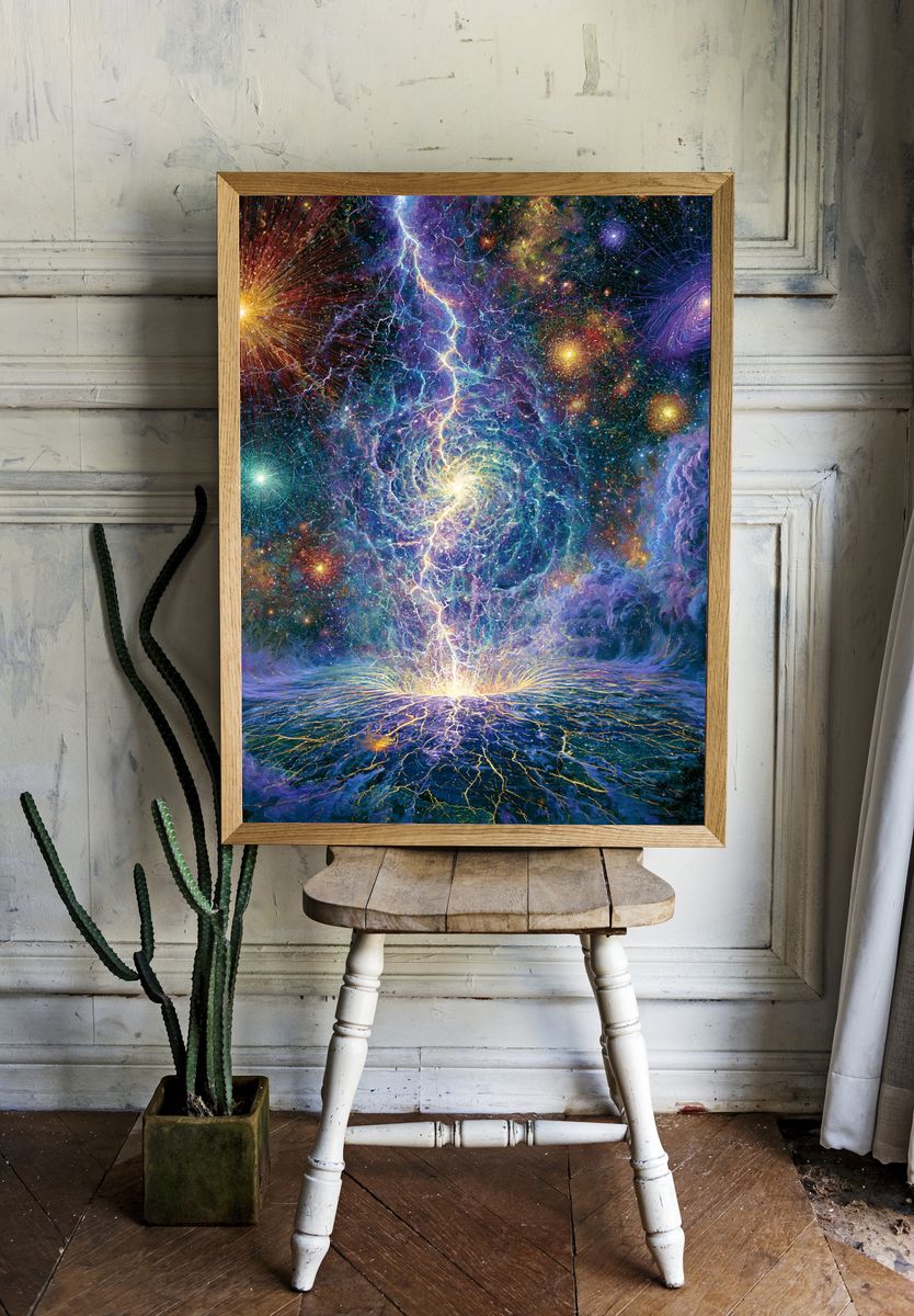 Cosmic Lightning Burst Print. — room view 1