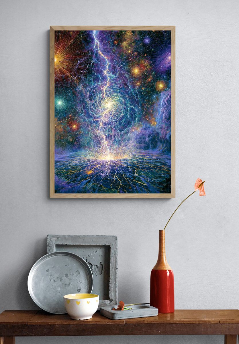 Cosmic Lightning Burst Print. — room view 3