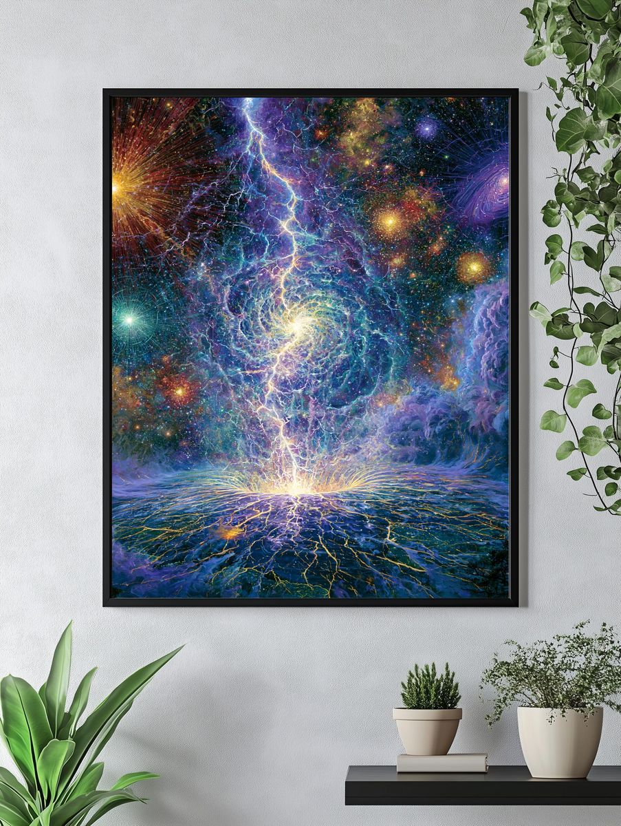 Cosmic Lightning Burst Print. — room view 4