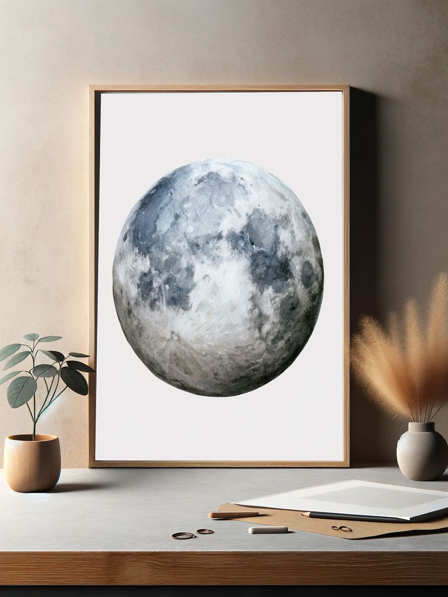Watercolor Moon Print. — room view 2