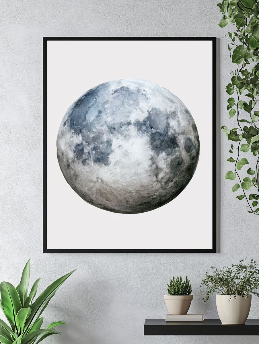 Watercolor Moon Print. — room view 4
