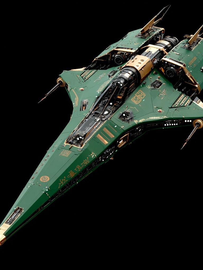 Green Sci-Fi Starfighter Poster. poster — space art