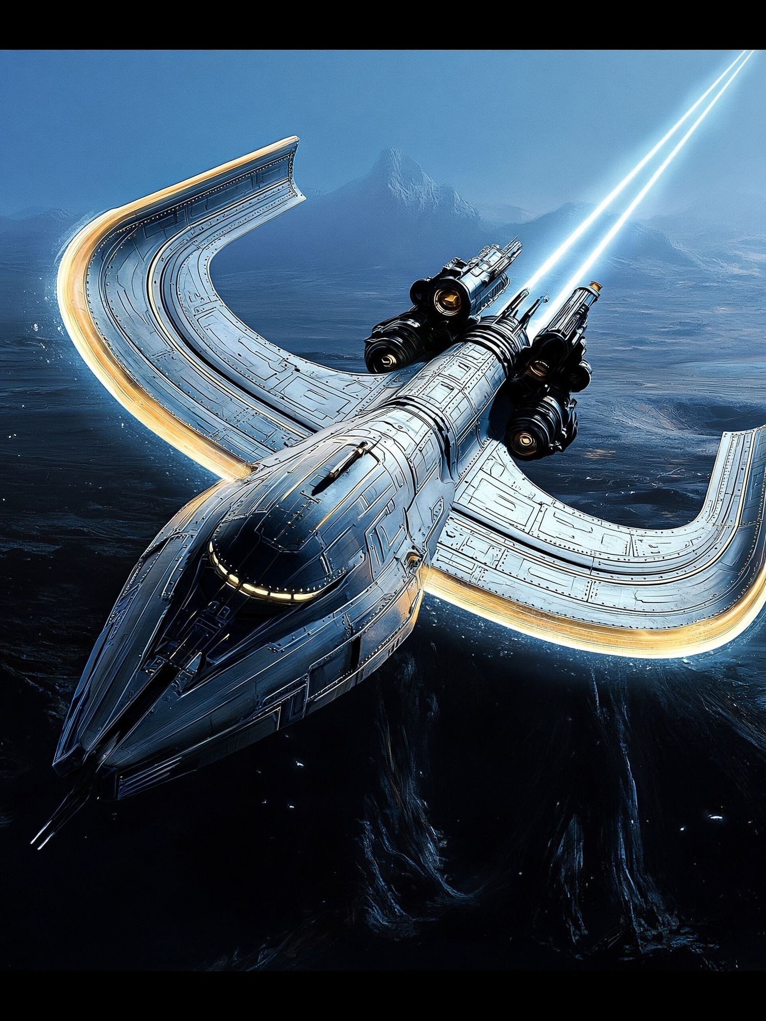Futuristic Spacecraft Over Ice World Poster. poster — space art