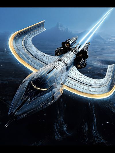 Futuristic Spacecraft Over Ice World Poster. poster