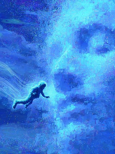 Astronaut in Cosmic Dream — Digital Art Print