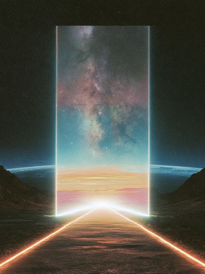 Cosmic Portal Landscape Print. poster