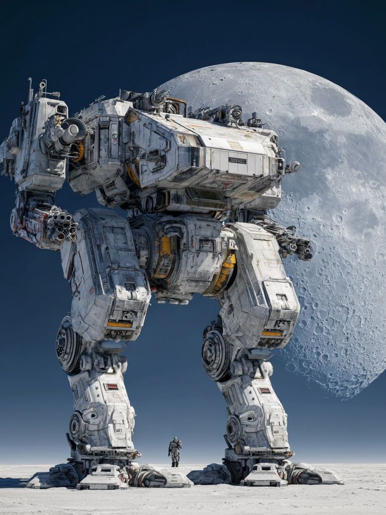 Moon Mech Sci-Fi Poster. poster — space art