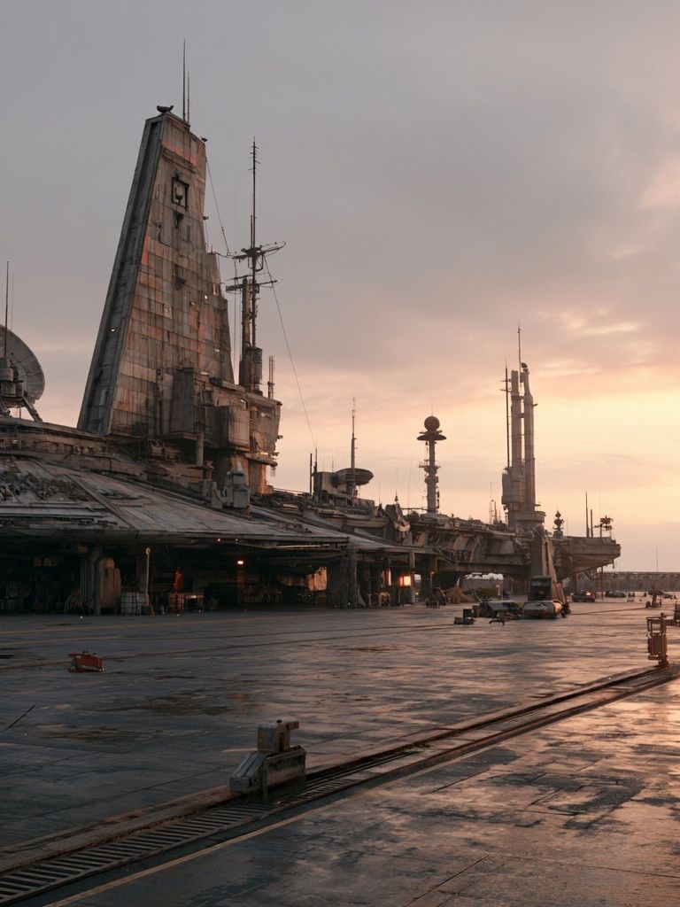 Sci-Fi Spaceport Sunset Photography Poster. poster detail